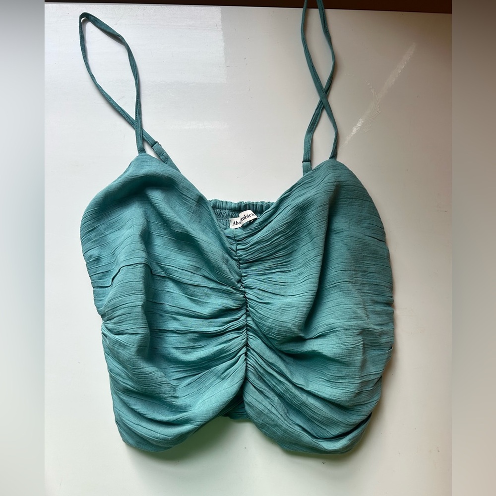 Abercrombie Teal Ruched Women Top tank top